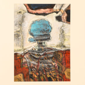 Figurative composition with a blue spherical form and landscape elements, from the series “Landscape Poetry” (2003)